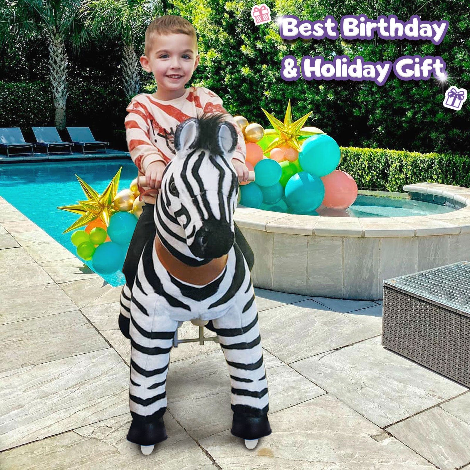 PonyCycle, Inc. PonyCycle Ride on Zebra Horse Toy Age 3-4