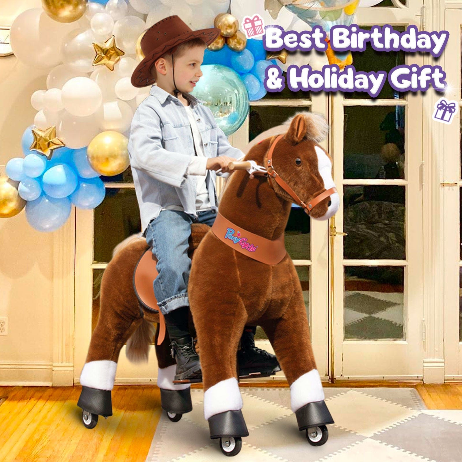 PonyCycle, Inc. PonyCycle Large Toy RIde on Horse for Kids - Brown