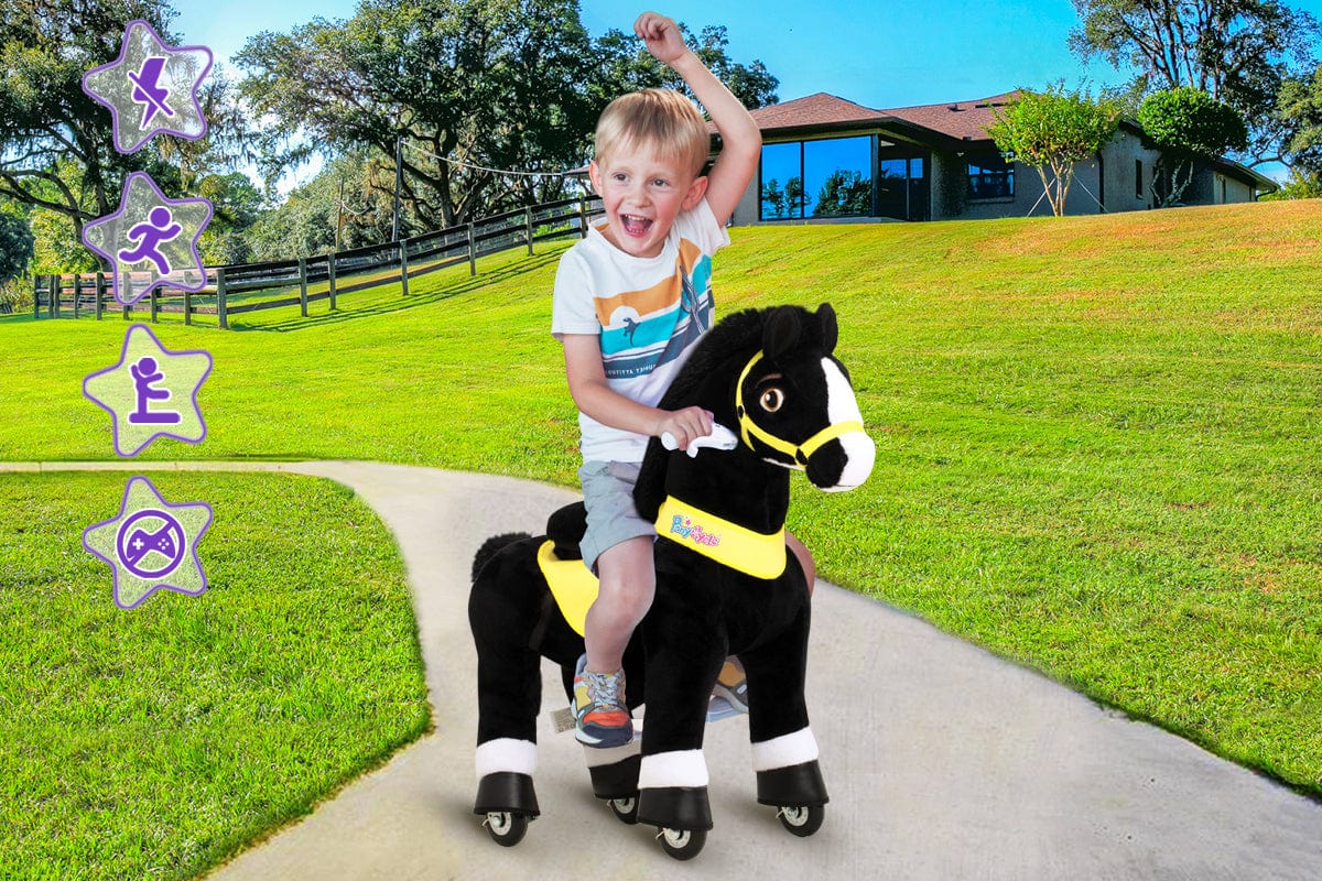 知育玩具 EQWEL CHILD ACADEMY ENGLISH2 Black Horse Riding Toy Age 4-7 | Model E | PonyCycle