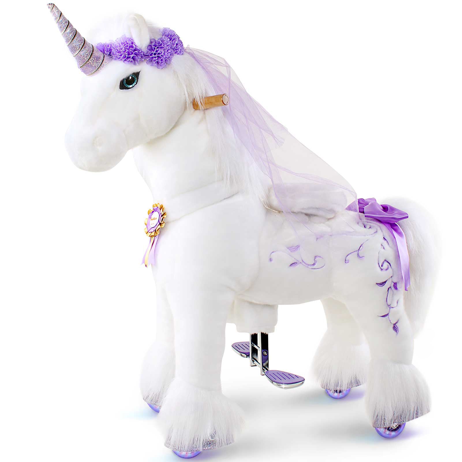 Model K Purple Ride On Horse for Age 4-8 (Accessories Included)