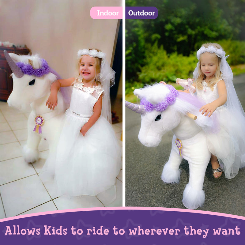 Model K Purple Ride On Horse for Age 4-8 (Accessories Included)