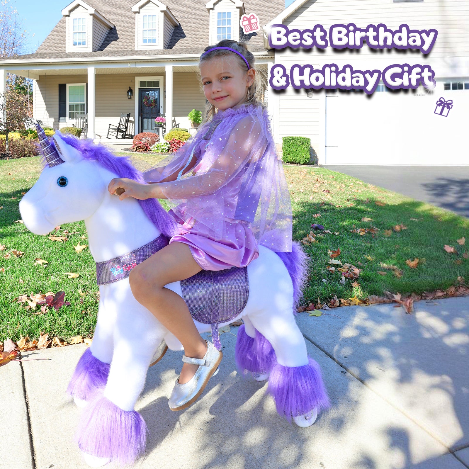 PonyCycle, Inc. Model U Ride-On Plush Unicorn Age 4-8 Purple