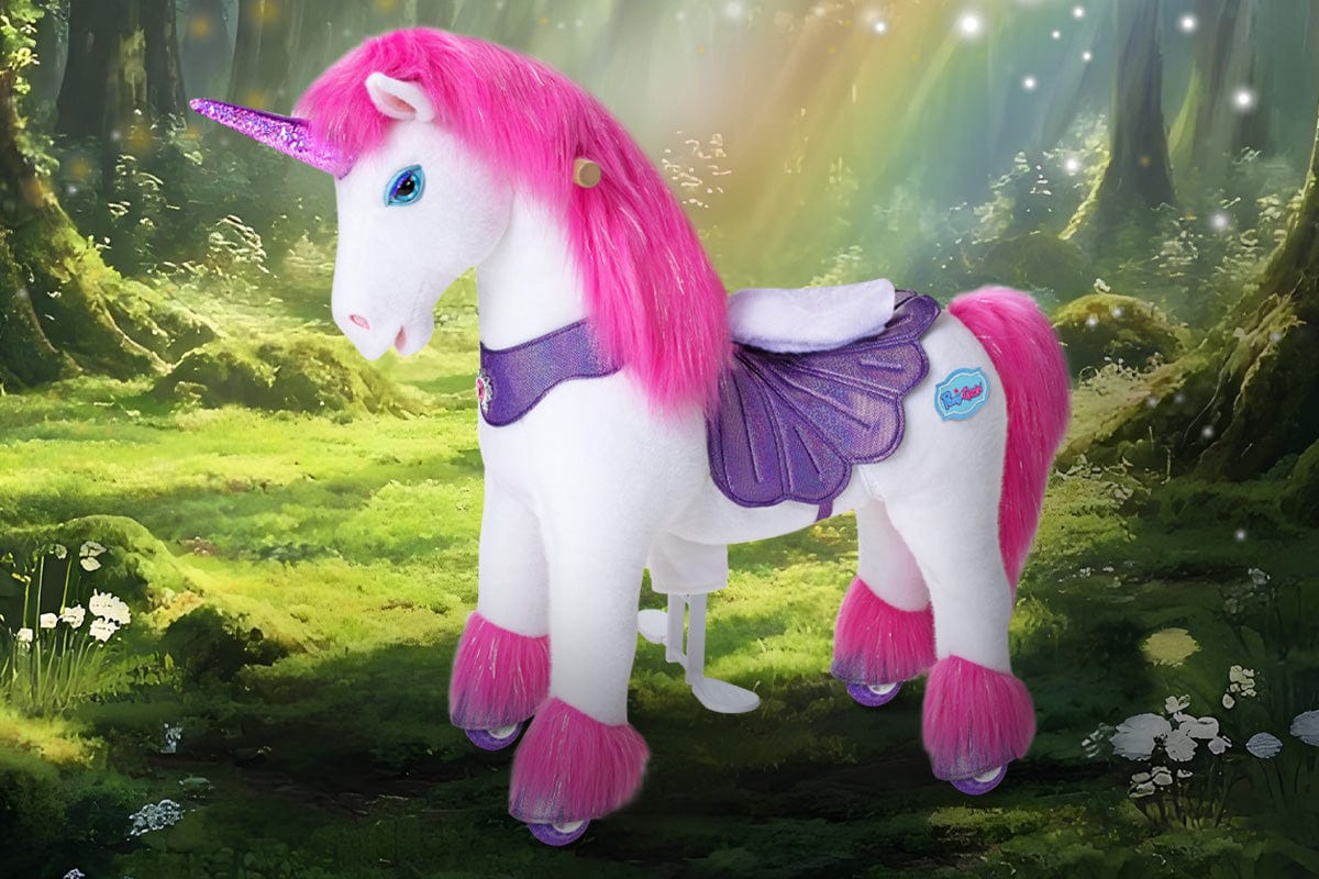 Pink and Purple Unicorn Rideable Toy for Kids Age 4-7 | Model Y