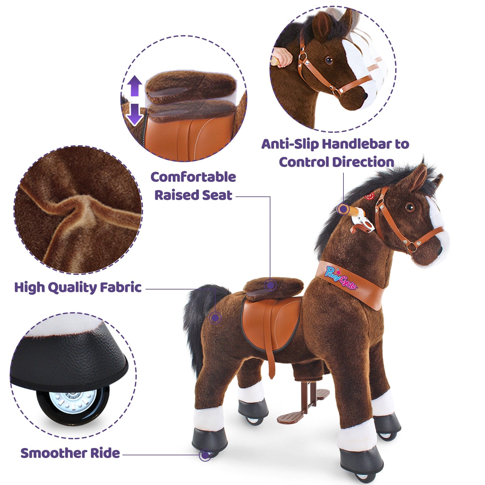 Chocolate Horse Ride On Toy Age 3-4 | Model U | PonyCycle®