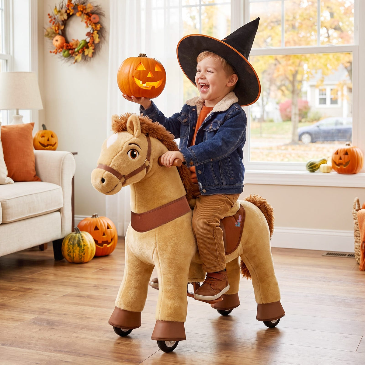 PonyCycle, Inc. Model E® Horse Ride-On Toy Age 3–4 – Light Brown