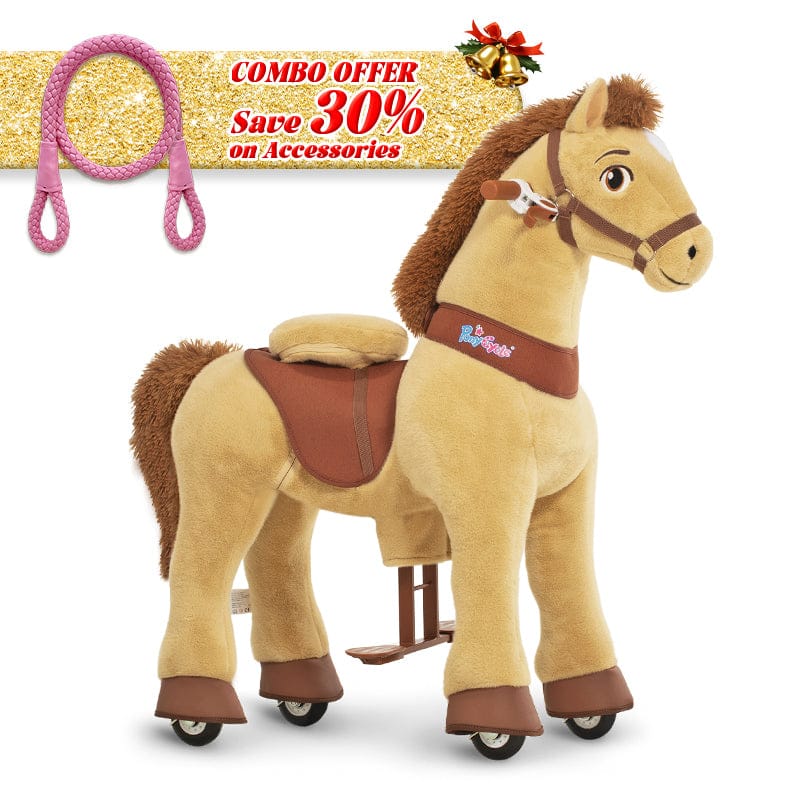 PonyCycle, Inc. Light Brown / Size 3 for Age 3-4 / Pink Rein Save 30% on Accessories - Model E Ride on Pony With Accessory PonyCycle®
