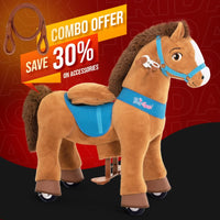 PonyCycle, Inc. Brown / Size 3 for Age 3-5 / Blue Feed & Care Set Save 30% on Accessories - PonyCycle Model E Ride on Pony With Accessory