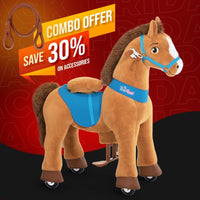 PonyCycle, Inc. Brown / Size 3 for Age 3-5 / Rein Save 30% on Accessories - PonyCycle Model E Ride on Pony With Accessory