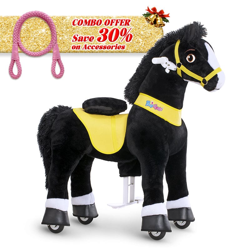 PonyCycle, Inc. Black / Size 3 for Age 3-4 / Pink Rein Save 30% on Accessories - Model E Ride on Pony With Accessory PonyCycle®