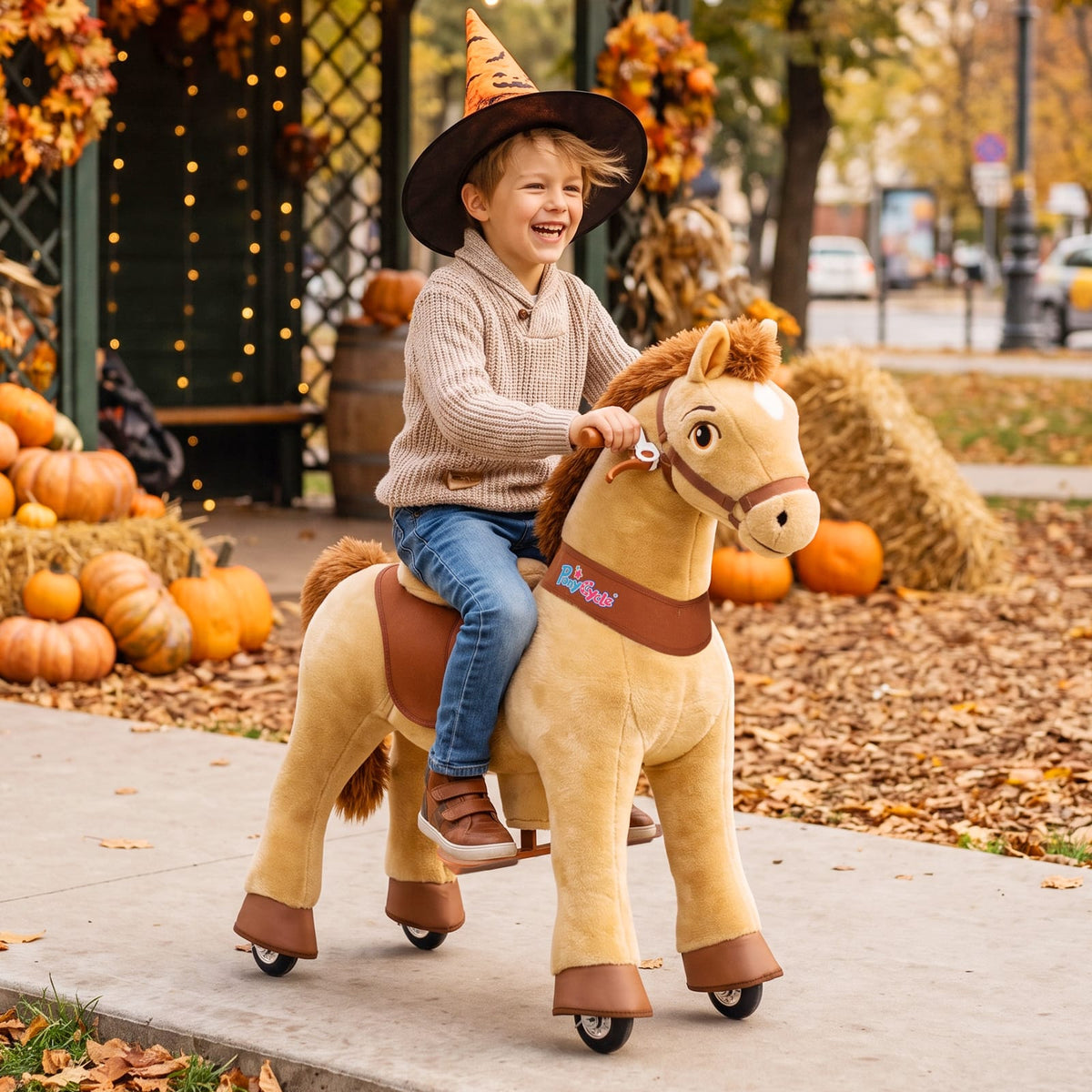 PonyCycle, Inc. Model E® Horse Ride-On Toy Age 4–7 – Light Brown