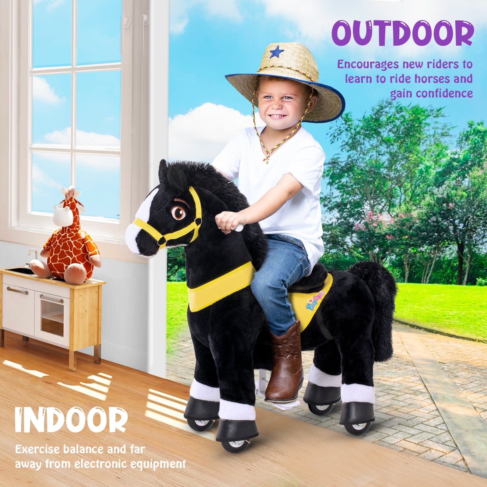 Black Horse Riding Toy Age 4-7 | Model E | PonyCycle
