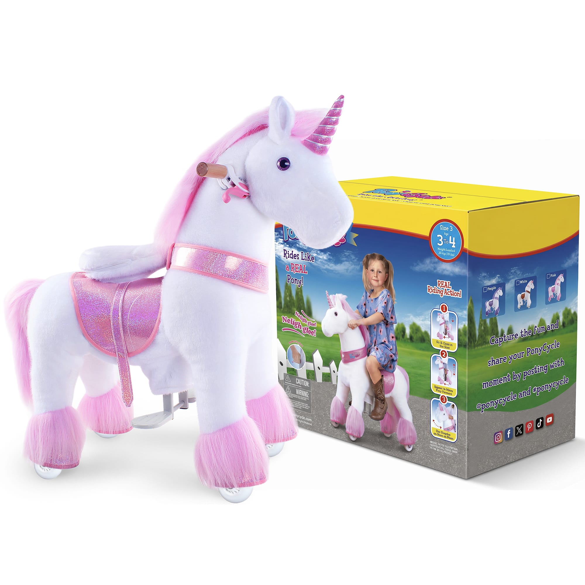 PonyCycle, Inc. Model U® Unicorn Ride-On Toy Age 3–4 – Pink