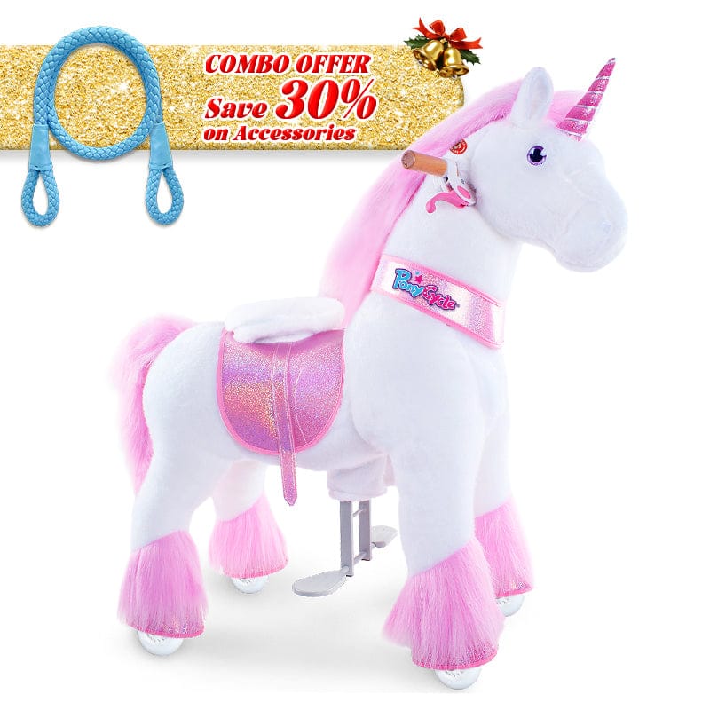PonyCycle, Inc. Pink / Size 3 for Age 3-5 / Blue Rein Save 30% on Accessories - PonyCycle® Model U Ride on Pony With Accessory