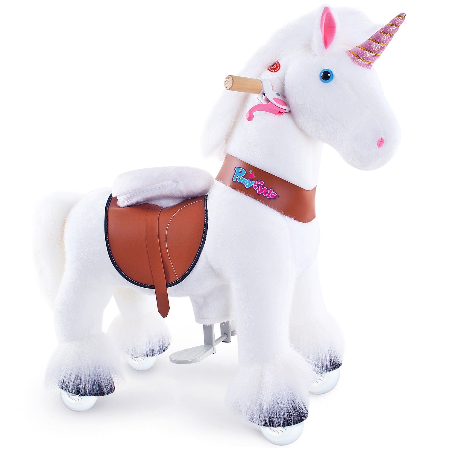 PonyCycle, Inc. ride on toy Size 3 for Age 3-5 Model U Ride on White Unicorn (With Complimentary Blind Box)