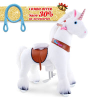 PonyCycle, Inc. White / Size 3 for Age 3-5 / Blue Rein Save 30% on Accessories - PonyCycle® Model U Ride on Pony With Accessory
