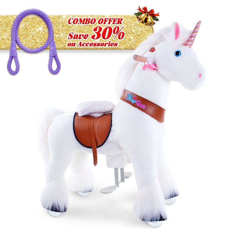 PonyCycle, Inc. White / Size 3 for Age 3-5 / Purple Rein Save 30% on Accessories - PonyCycle® Model U Ride on Pony With Accessory