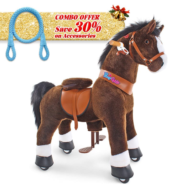 PonyCycle, Inc. Chocolate Brown / Size 3 for Age 3-5 / Blue Rein Save 30% on Accessories - PonyCycle® Model U Ride on Pony With Accessory
