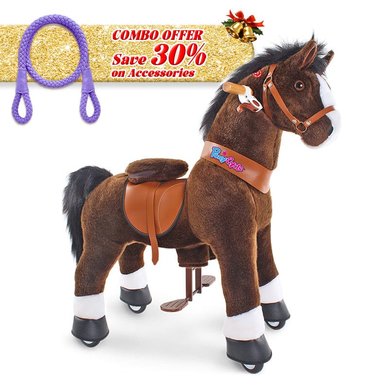 PonyCycle, Inc. Chocolate Brown / Size 3 for Age 3-5 / Purple Rein Save 30% on Accessories - PonyCycle® Model U Ride on Pony With Accessory