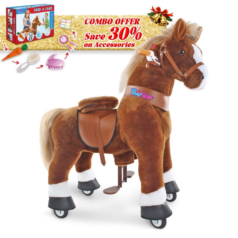 PonyCycle, Inc. Brown / Size 3 for Age 3-5 / Pink Feed & Care Set Save 30% on Accessories - PonyCycle® Model U Ride on Pony With Accessory
