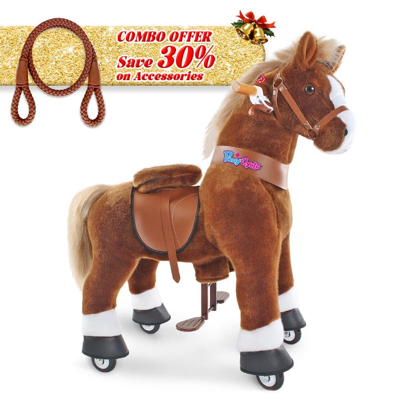 PonyCycle, Inc. Brown / Size 3 for Age 3-5 / Brown Rein Save 30% on Accessories - PonyCycle® Model U Ride on Pony With Accessory