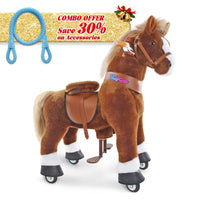 PonyCycle, Inc. Brown / Size 3 for Age 3-5 / Blue Rein Save 30% on Accessories - PonyCycle® Model U Ride on Pony With Accessory