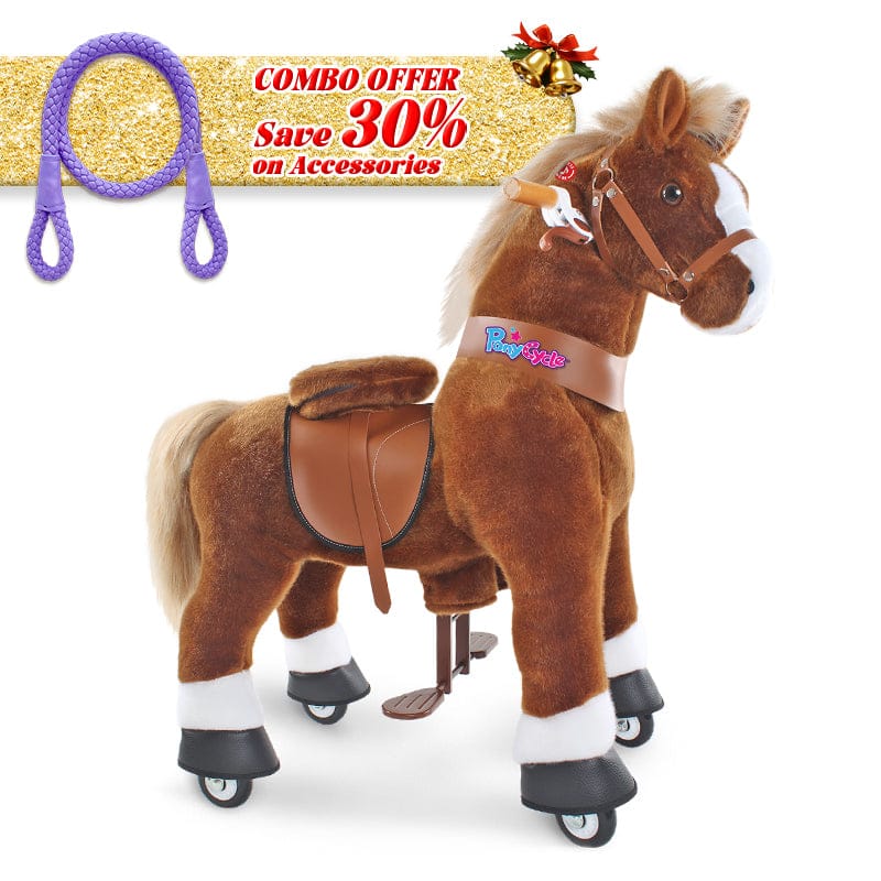 PonyCycle, Inc. Brown / Size 3 for Age 3-5 / Purple Rein Save 30% on Accessories - PonyCycle® Model U Ride on Pony With Accessory