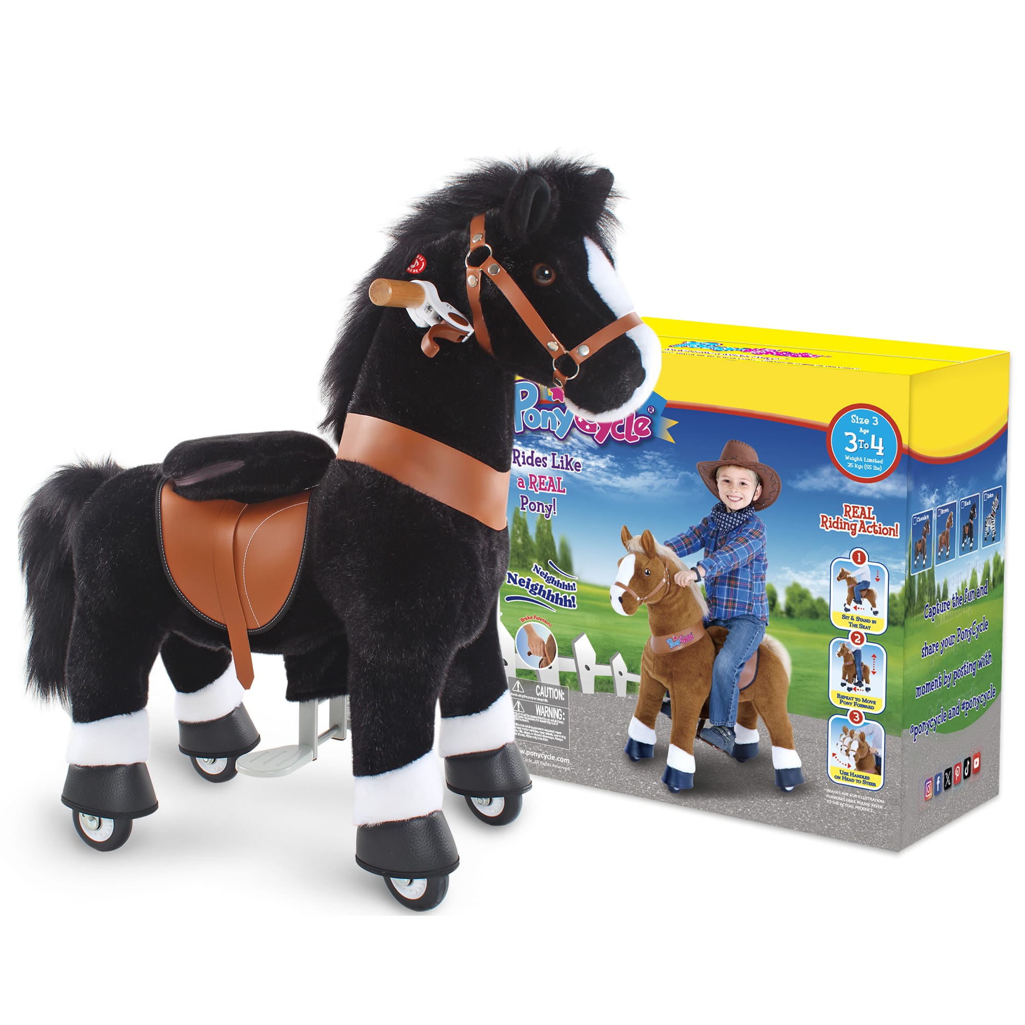 PonyCycle, Inc. Model U® Horse Ride-On Toy Age 3–4 – Black