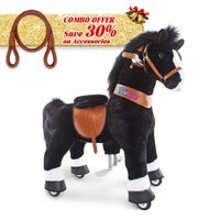 PonyCycle, Inc. Black / Size 3 for Age 3-5 / Brown Rein Save 30% on Accessories - PonyCycle® Model U Ride on Pony With Accessory