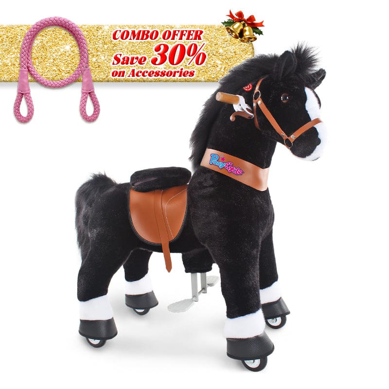 PonyCycle, Inc. Black / Size 3 for Age 3-5 / Pink Rein Save 30% on Accessories - PonyCycle® Model U Ride on Pony With Accessory