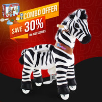 PonyCycle, Inc. ride on toy Zebra / Size 3 for Age 3-5 Save 30% on Feed & Care Set - Model U Ride On Pony with Feed & Care Set