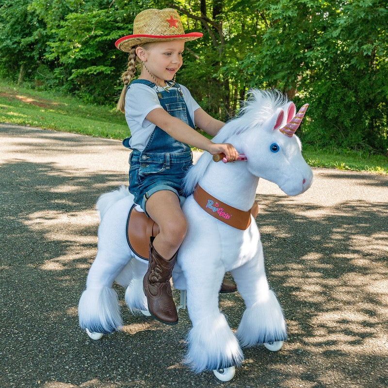 PonyCycle, Inc. Model U Unicorn Riding Toy Age 4-8 White (With Complimentary Blind Box)