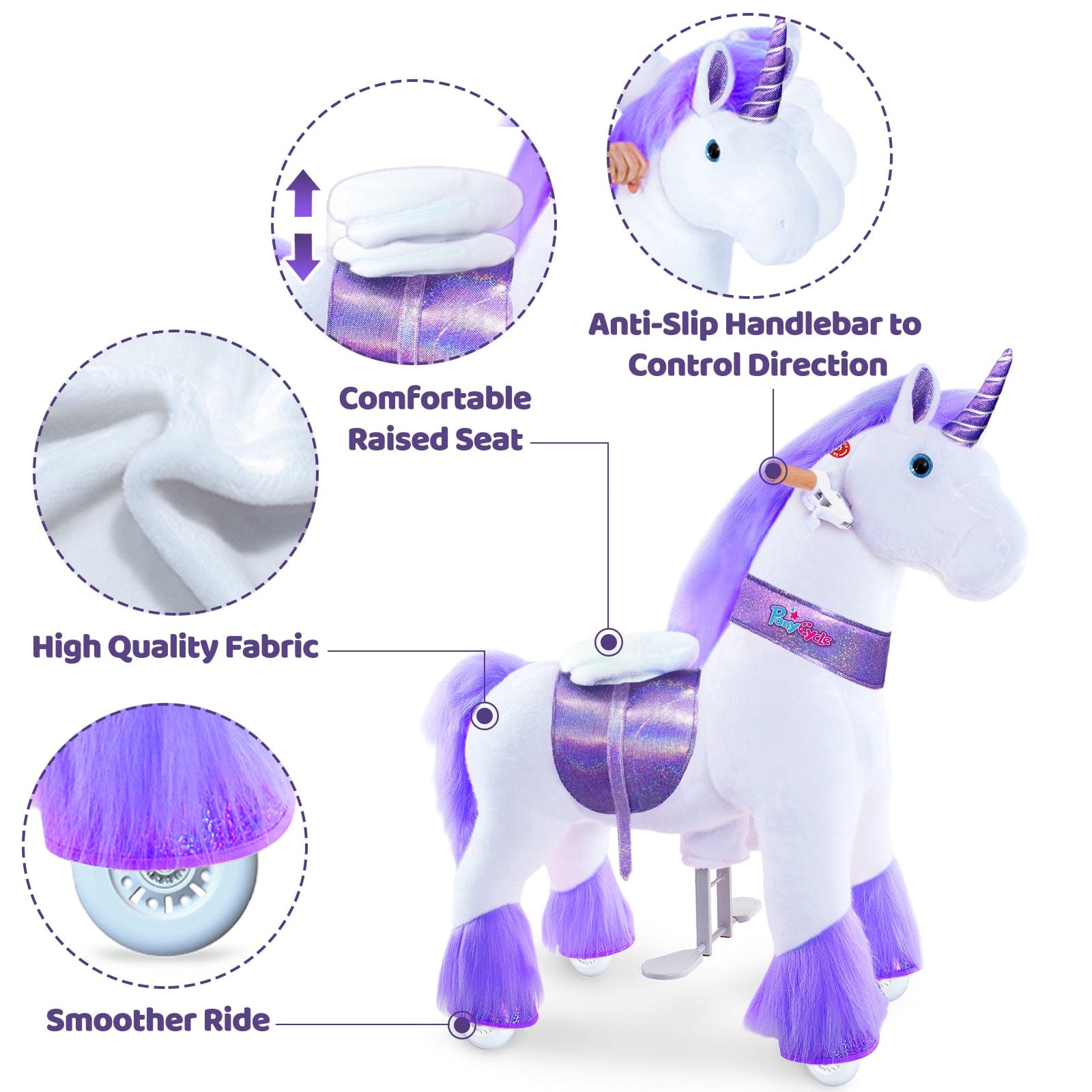 PonyCycle, Inc. Model U Ride-On Plush Unicorn Age 4-8 Purple