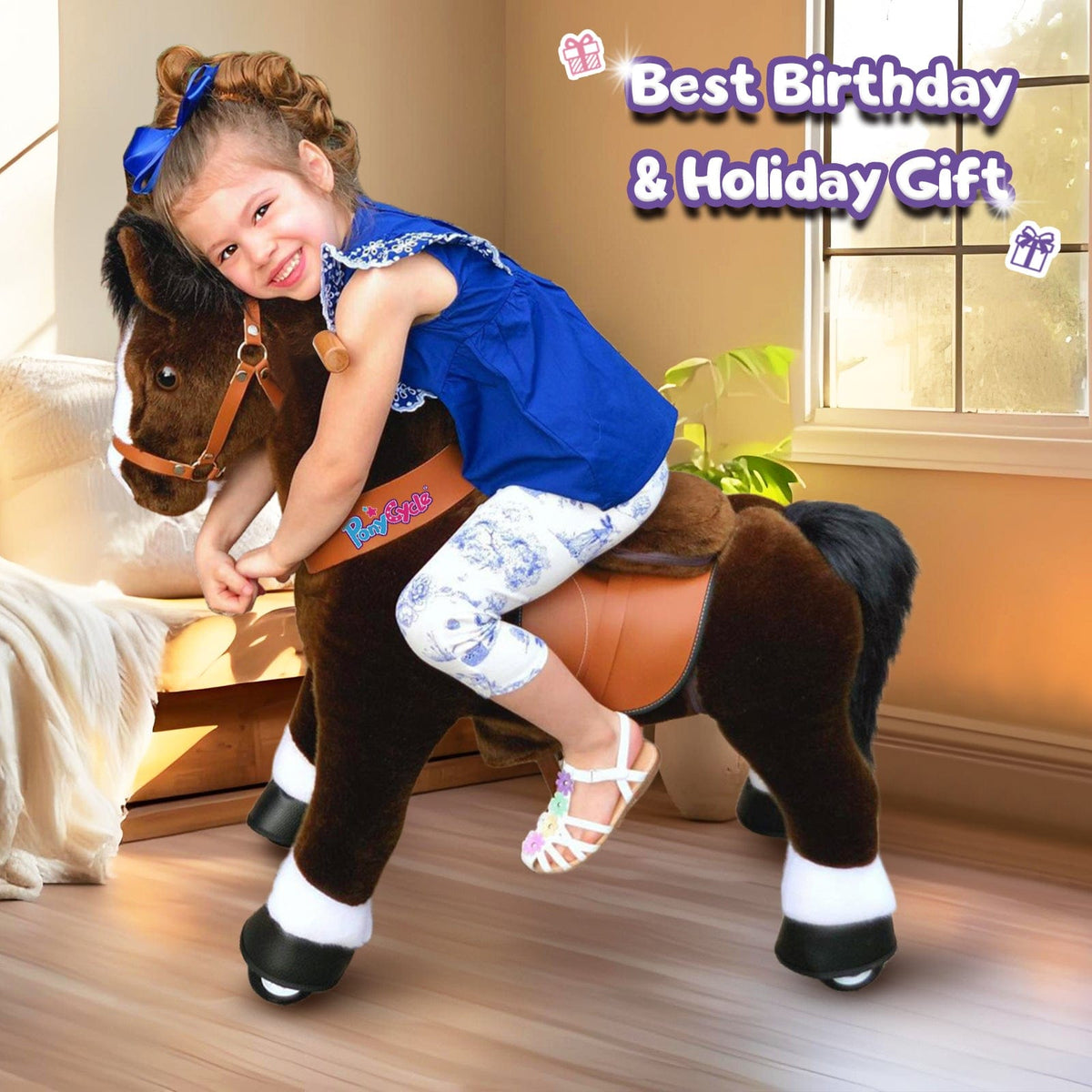 PonyCycle, Inc. Model U® Horse Ride-On Toy Age 4–7 – Chocolate