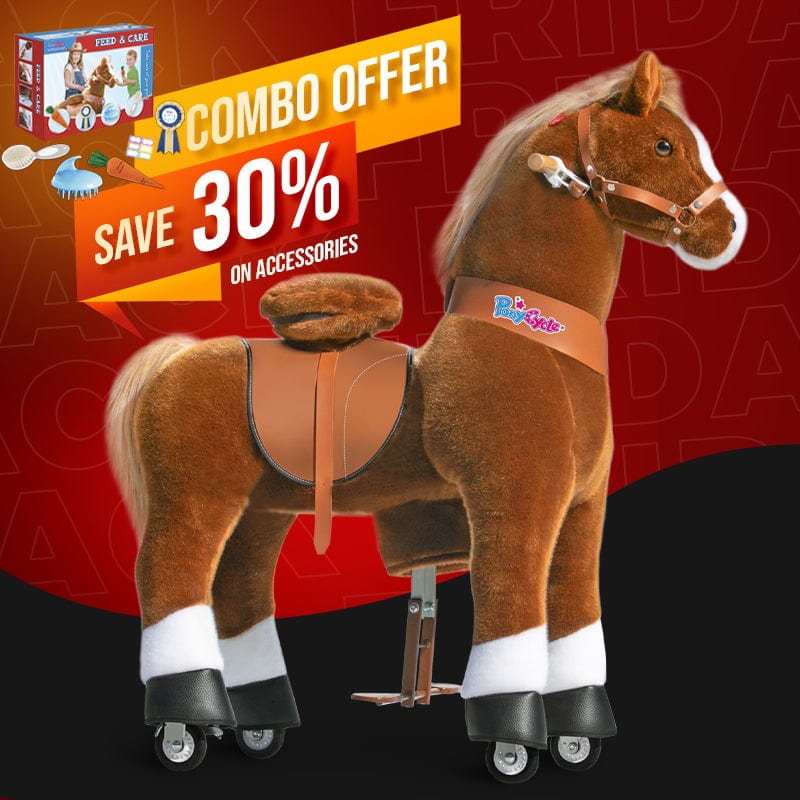 PonyCycle, Inc. ride on toy Brown / Size 5 for Age 7+ Save 30% on Feed & Care Set - Model U Ride On Pony with Feed & Care Set