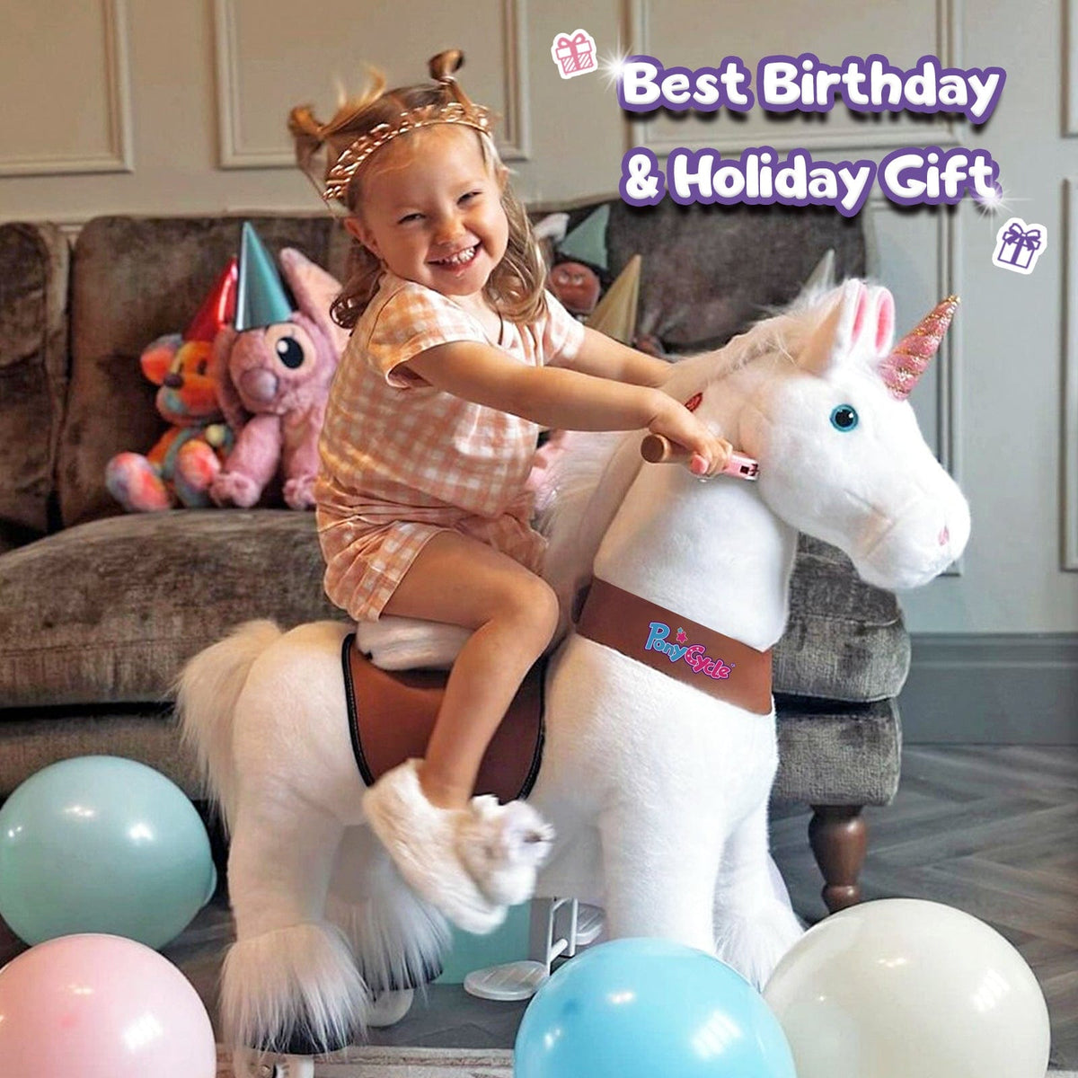 PonyCycle, Inc. Model U Unicorn Ride-On Toy Age 3-4 White