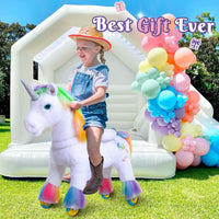 PonyCycle, Inc. Unicorn Ride On Toy for Age 3-5 Rainbow Model X