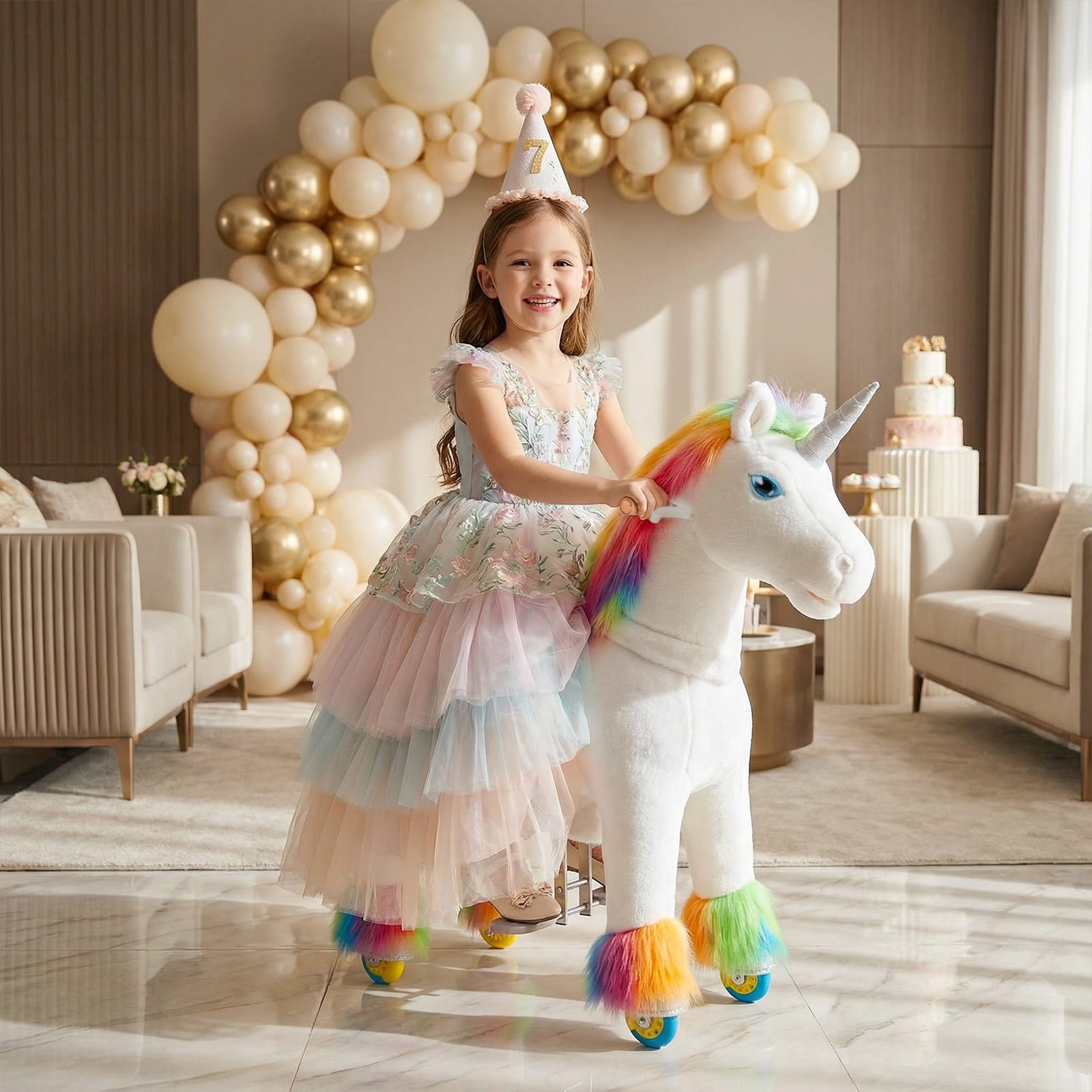 PonyCycle, Inc. Model X® Unicorn Ride-On Toy Age 4–7 – Rainbow