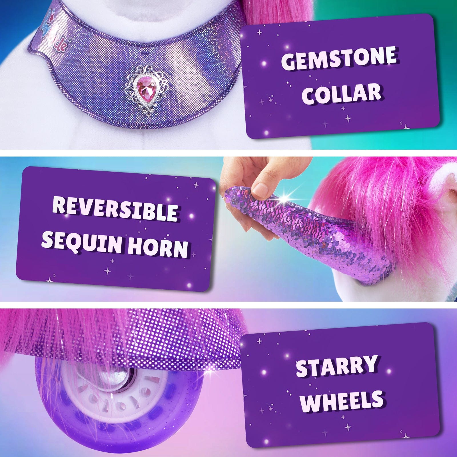 PonyCycle, Inc. Model Y Pink/Purple Unicorn Rideable Toy for Age 3-4