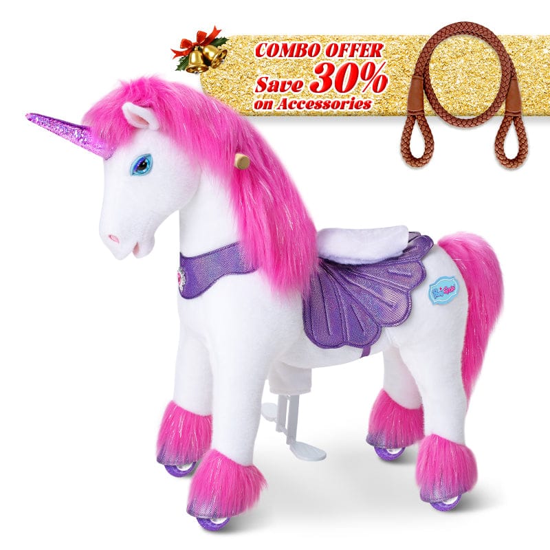 PonyCycle, Inc. Pink / Size 3 for Age 3-5 / Brown Rein Save 30% on Accessories - PonyCycle® Model Y Ride on Pony With Accessory