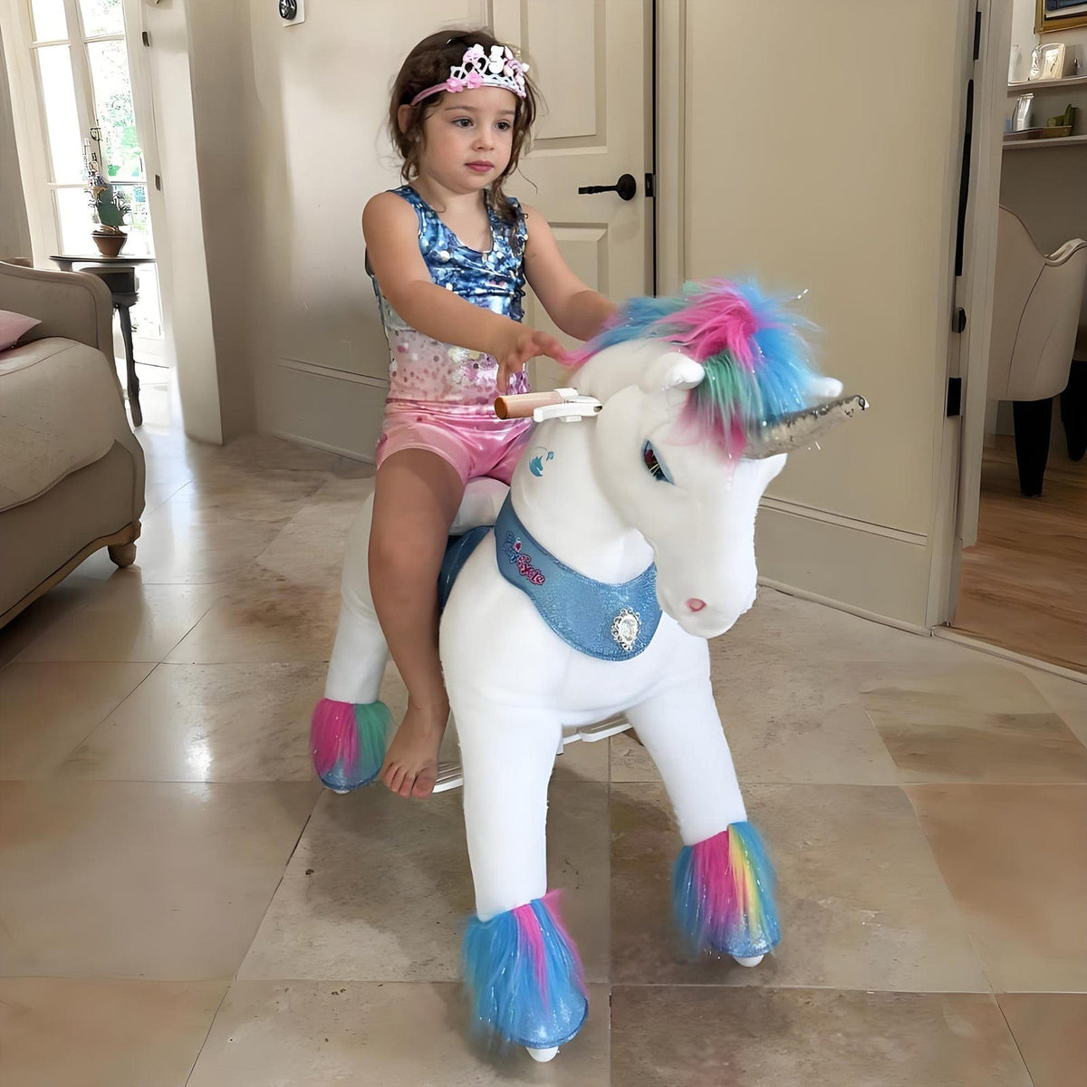 PonyCycle, Inc. Model Y Rainbow Unicorn Rideable Toy for Age 3-4 - Launching October
