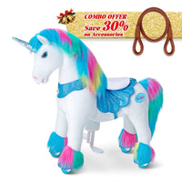 PonyCycle, Inc. Rainbow / Size 3 for Age 3-5 / Brown Rein Save 30% on Accessories - PonyCycle® Model Y Ride on Pony With Accessory