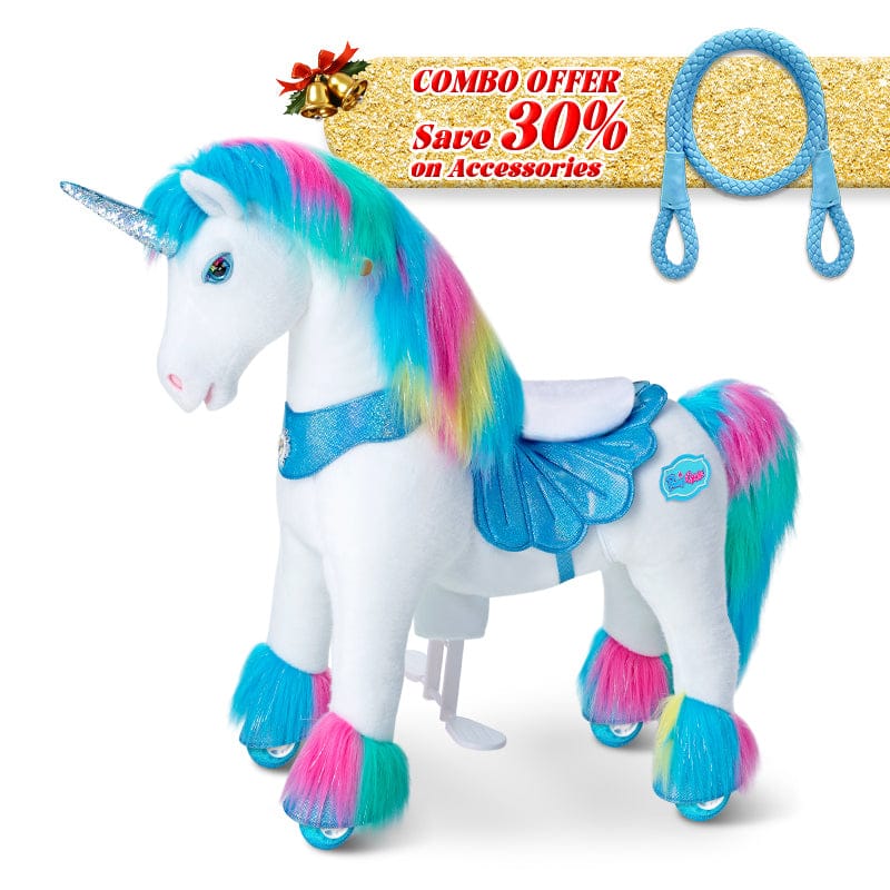 PonyCycle, Inc. Rainbow / Size 3 for Age 3-5 / Blue Rein Save 30% on Accessories - PonyCycle® Model Y Ride on Pony With Accessory