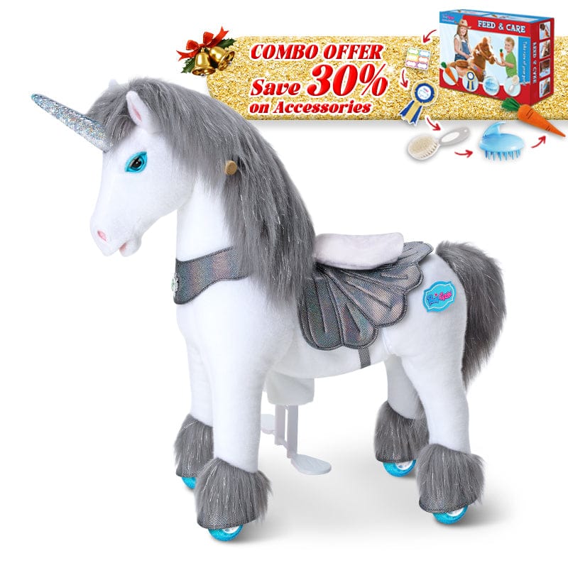 PonyCycle, Inc. Grey / Size 3 for Age 3-5 / Blue Feed & Care Set Save 30% on Accessories - PonyCycle® Model Y Ride on Pony With Accessory