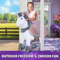 PonyCycle, Inc. Model Y Grey Unicorn Rideable Toy for Age 3-4