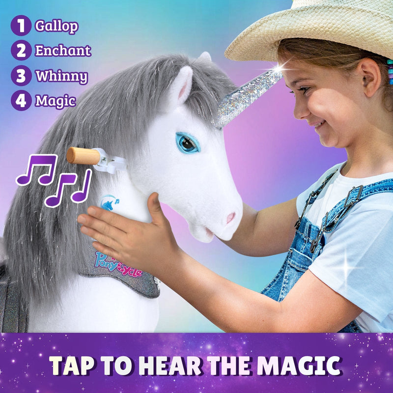 PonyCycle, Inc. Model Y Grey Unicorn Rideable Toy for Age 3-4