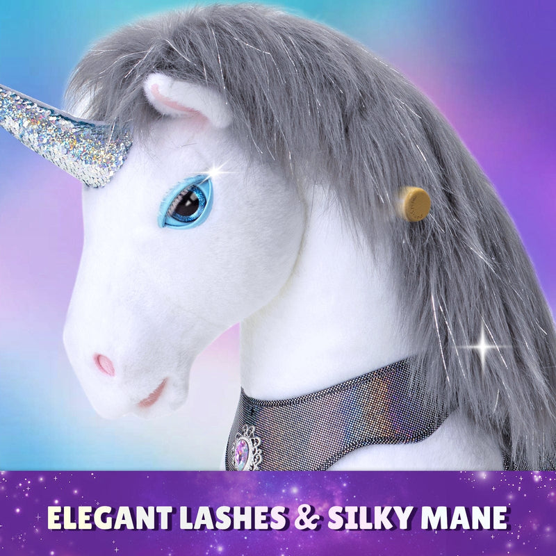 PonyCycle, Inc. Model Y Grey Unicorn Rideable Toy for Age 3-4