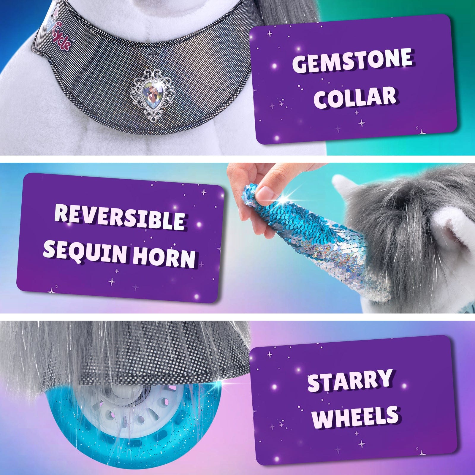PonyCycle, Inc. Model Y Grey Unicorn Rideable Toy for Age 3-4