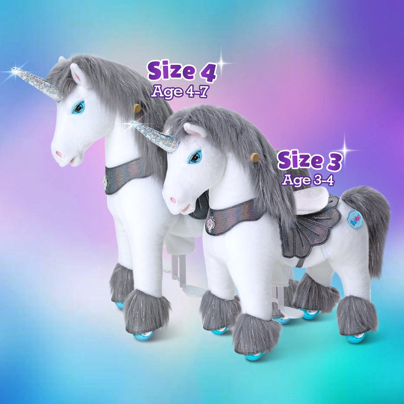 PonyCycle, Inc. Model Y Grey Unicorn Rideable Toy for Age 3-4