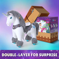 PonyCycle, Inc. Model Y Grey Unicorn Rideable Toy for Age 3-4