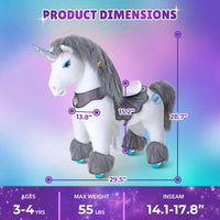 PonyCycle, Inc. Model Y Grey Unicorn Rideable Toy for Age 3-4